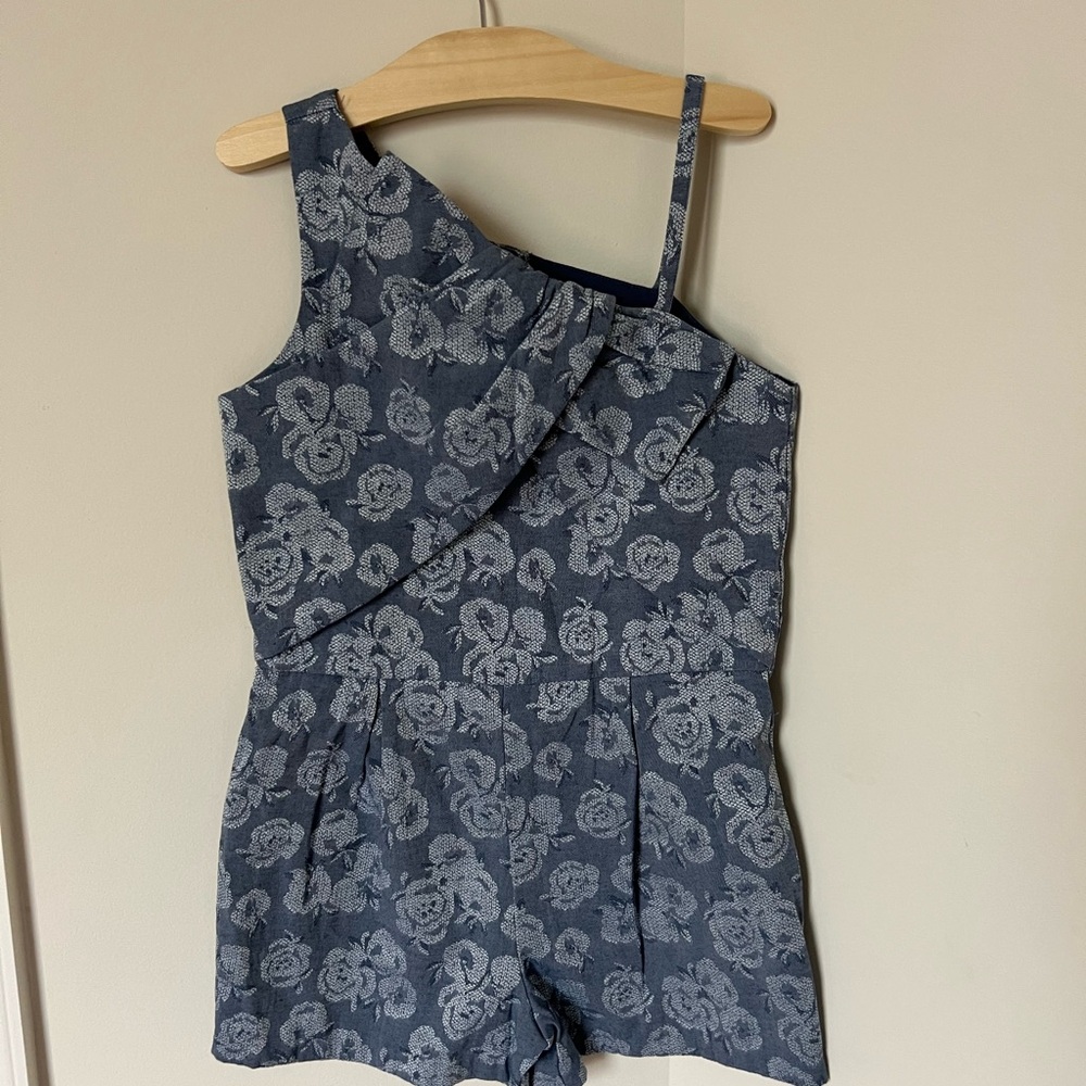 Janie and Jack Blue Floral One Shoulder Kids Romper